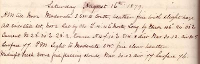 16 August 1879: SS Kangaroo remark book entry